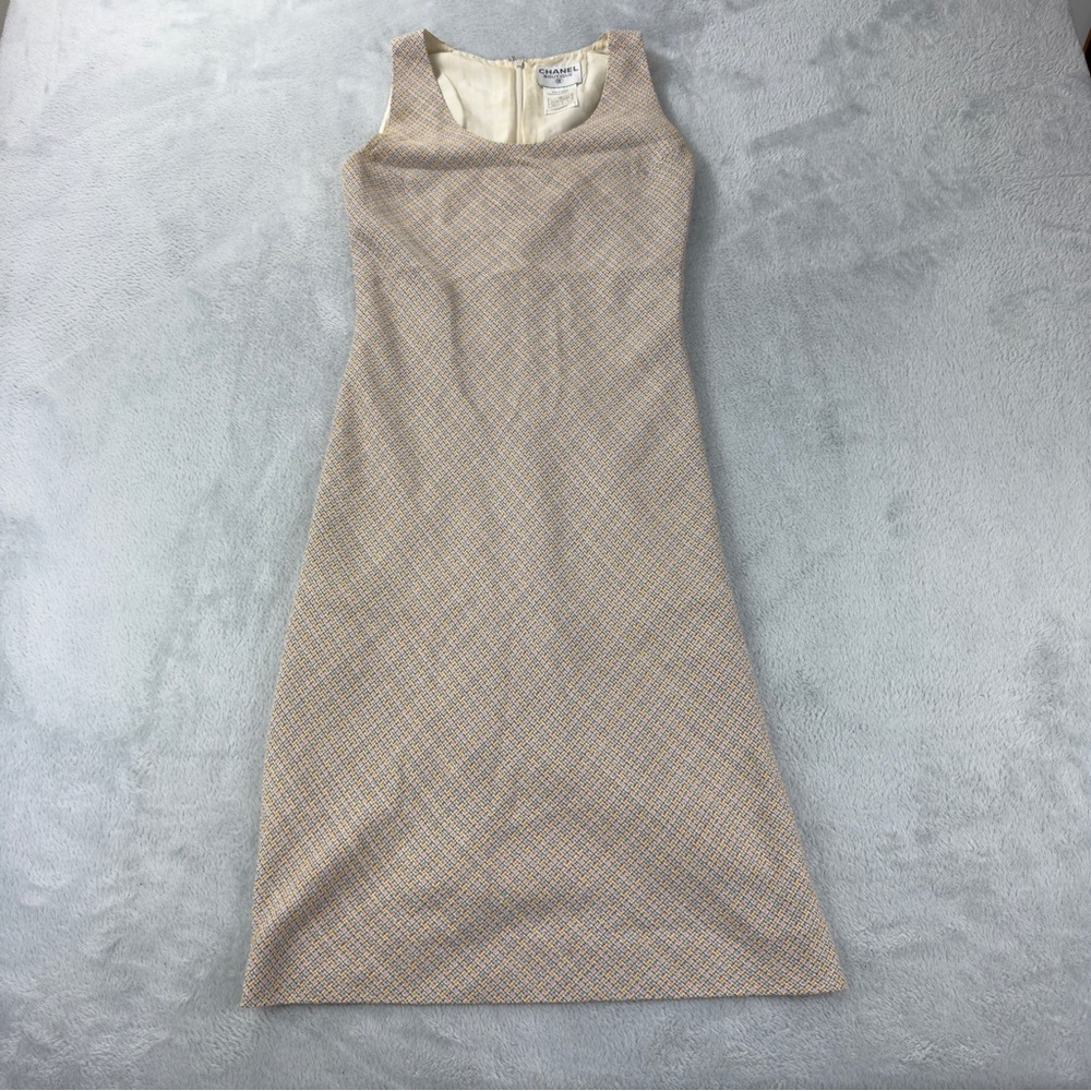 CHANEL Beige Tweed Midi Dress